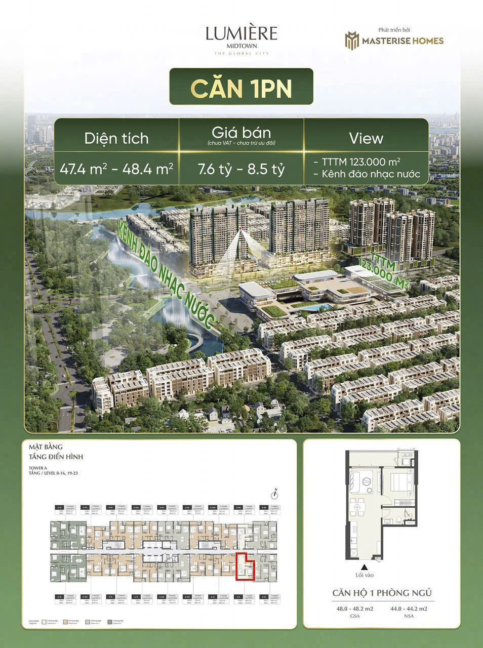 BOOKING CĂN HỘ LUMIERE MASTERI 1 CAN 1PN