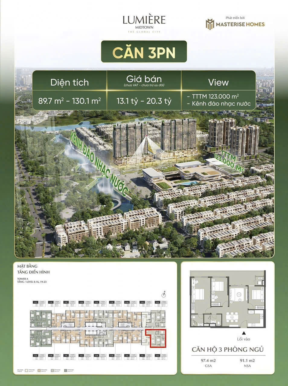 BOOKING CĂN HỘ LUMIERE MASTERI 3 CAN 3PN